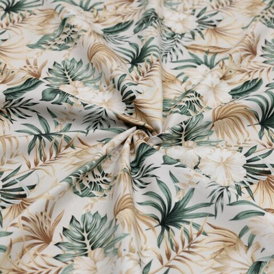 Отрез премиум хлопка "Белые гибискусы"