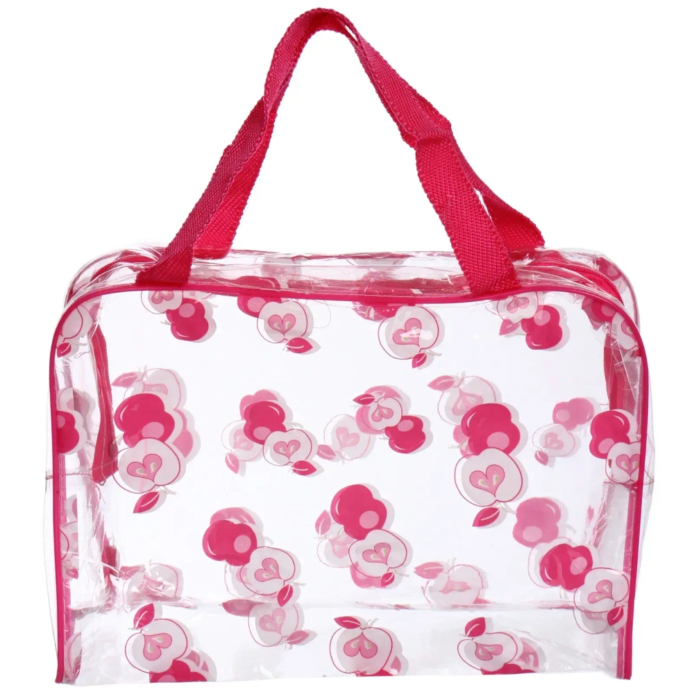 Косметичка прозрачная «Adventure - Peas», яблочки, цвет розовыйй, 16*23*9см