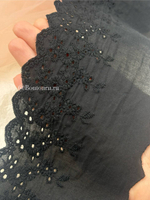 Кружево черное шитье хлопок цветы 120 мм