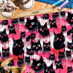 Ткань Барби забавные кошачьи мордочки