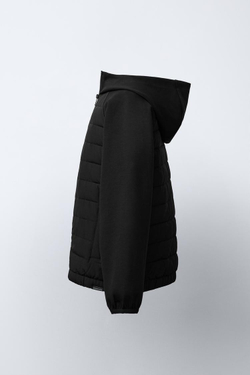 ZARA УЛЬТРАЛЕГКАЯ КОМБИНИРОВАННАЯ КУРТКА С ЭФФЕКТОМ НЕОПРЕНА, ЧЕРНЫЙ