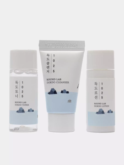 Набор для ухода за кожей Round lab 1025 Dokdo Deep sea water skin care set mini (Тонер + Лосьон + Пенка)