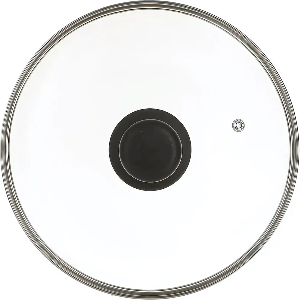 Крышка с ручкой стеклянная с метал/обод 22 см низ.