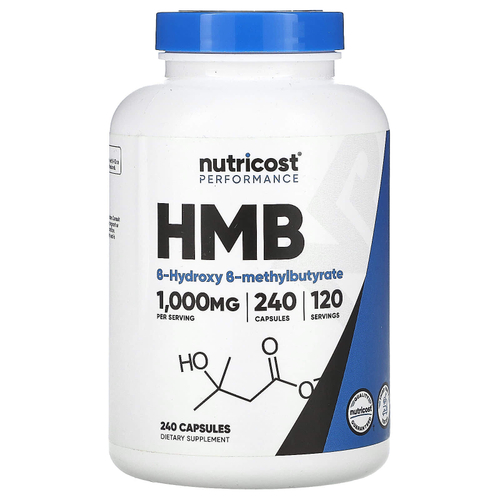 Nutricost, HMB, B-гидрокси-B-метилбутират, 240 капсул (500 мг в 1 капсуле)