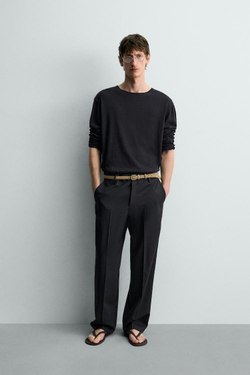 ZARA БРЮКИ STRAIGHT FIT ИЗ 100% ШЕРСТИ — LIMITED EDITION, МОРСКОЙ СИНИЙ