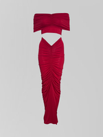 Костюм Dzhadagaevs 20112 из удлиненной юбки и топа с драпировкой