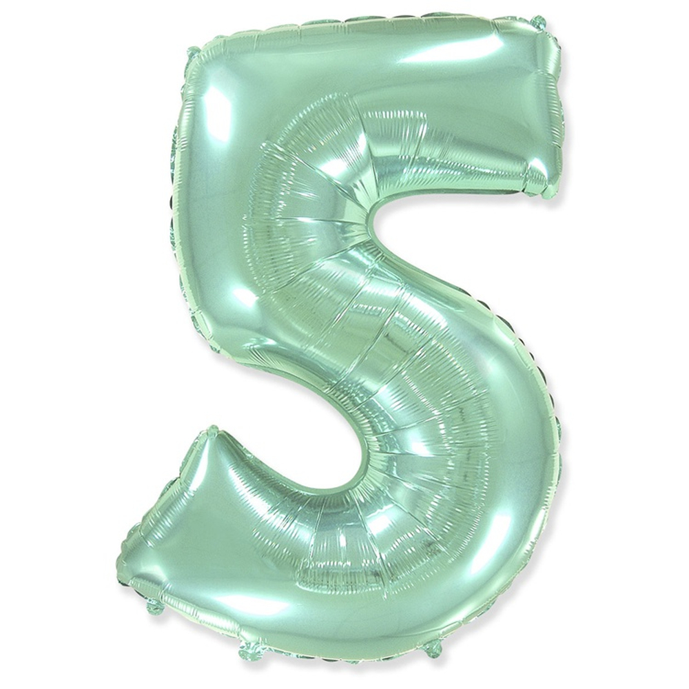 Шар фольгированный Цифра 5 101 см (Мятный)
