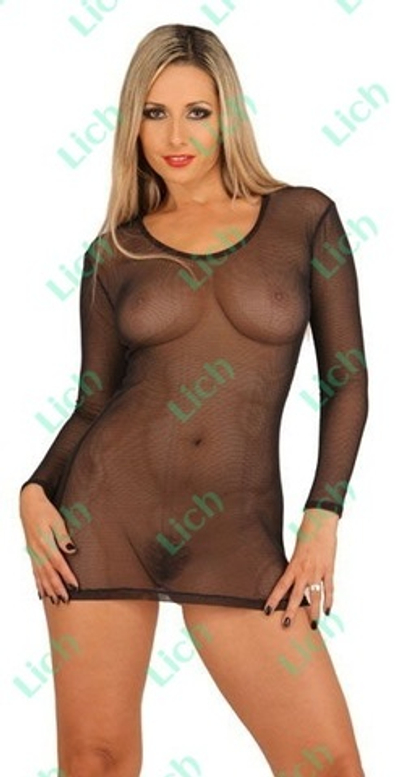 Черное сетевое платье