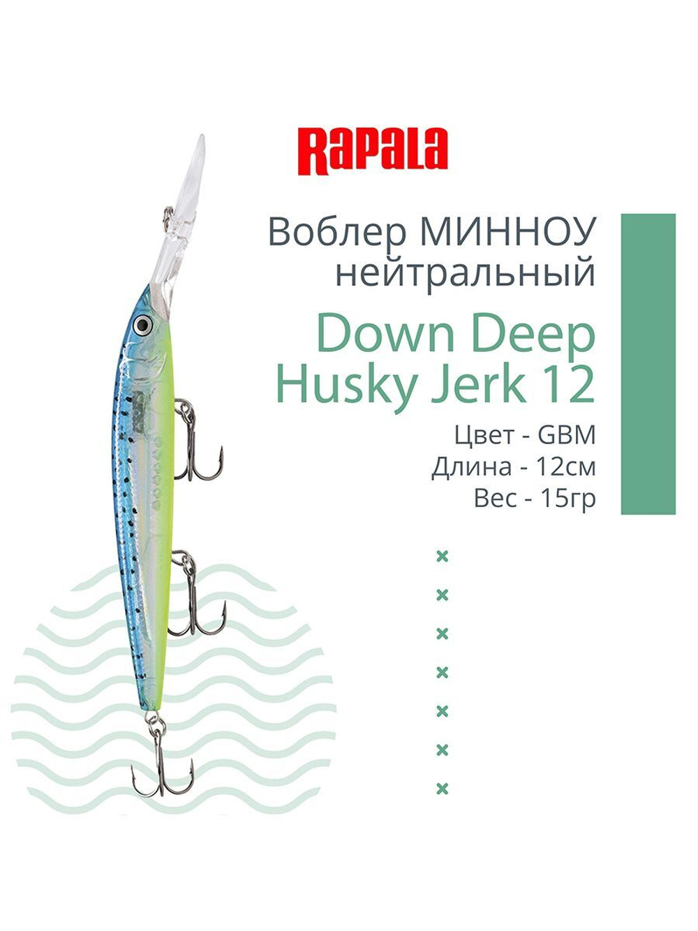 Воблер RAPALA Down Deep Husky Jerk 14, 14см, 23гр, цвет GF