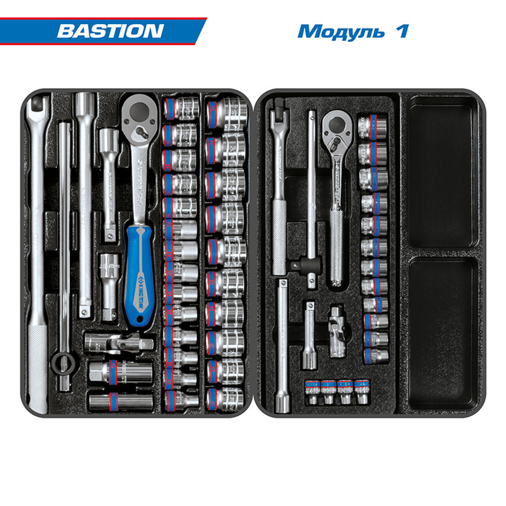 KING TONY (9G38-100MRG) Набор инструментов 204 предмета, "BASTION", в серой тележке