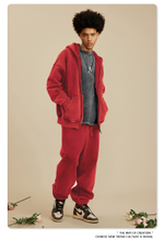 Американский модный брендовый костюм мужской с эффектом потёртости с капюшоном и двойной молнией для мужчин.