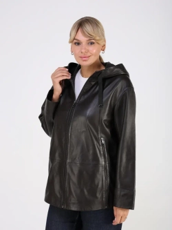 Кожаная куртка демисезонная с капюшоном