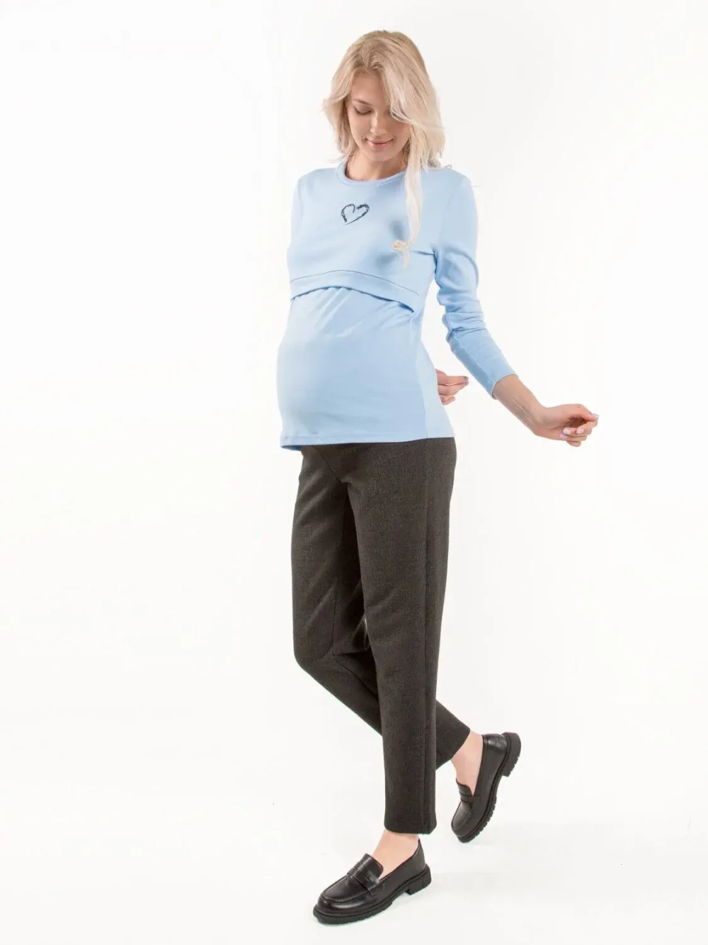 Брюки прямые из твида для беременнных черный 3234