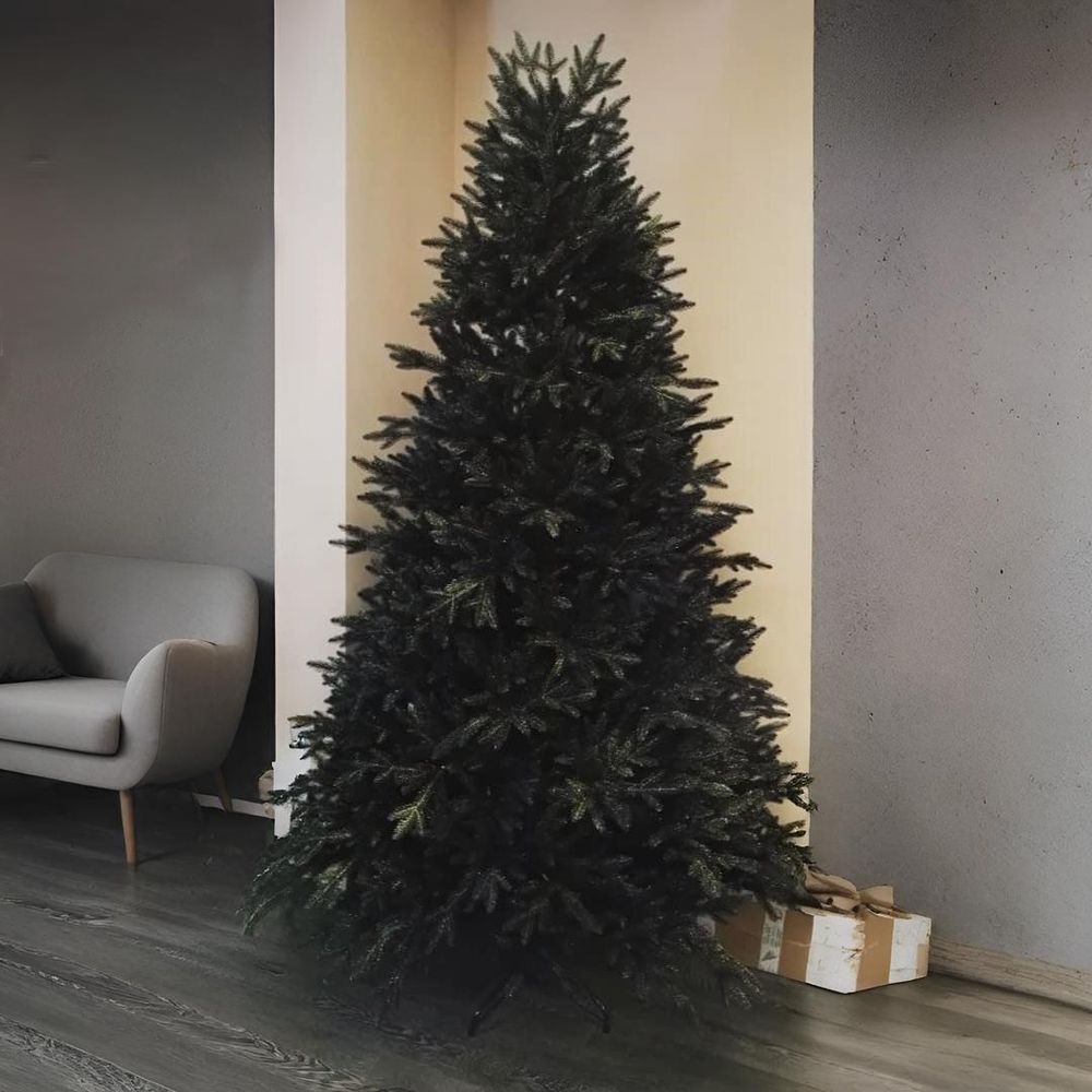 Искусственная черная елка «Фэнтези» (Литая хвоя с блестками) 150 см / 1,5 м