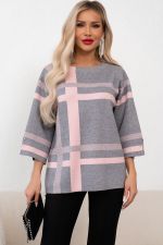 Джемпер (серый/пудровый/полоска) Б11-242/24 Nikol