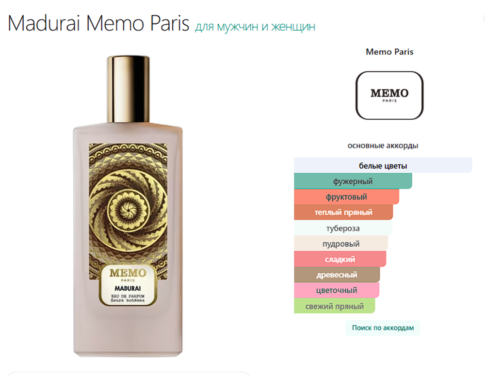 Madurai Memo Paris 75 мл (duty free парфюмерия)