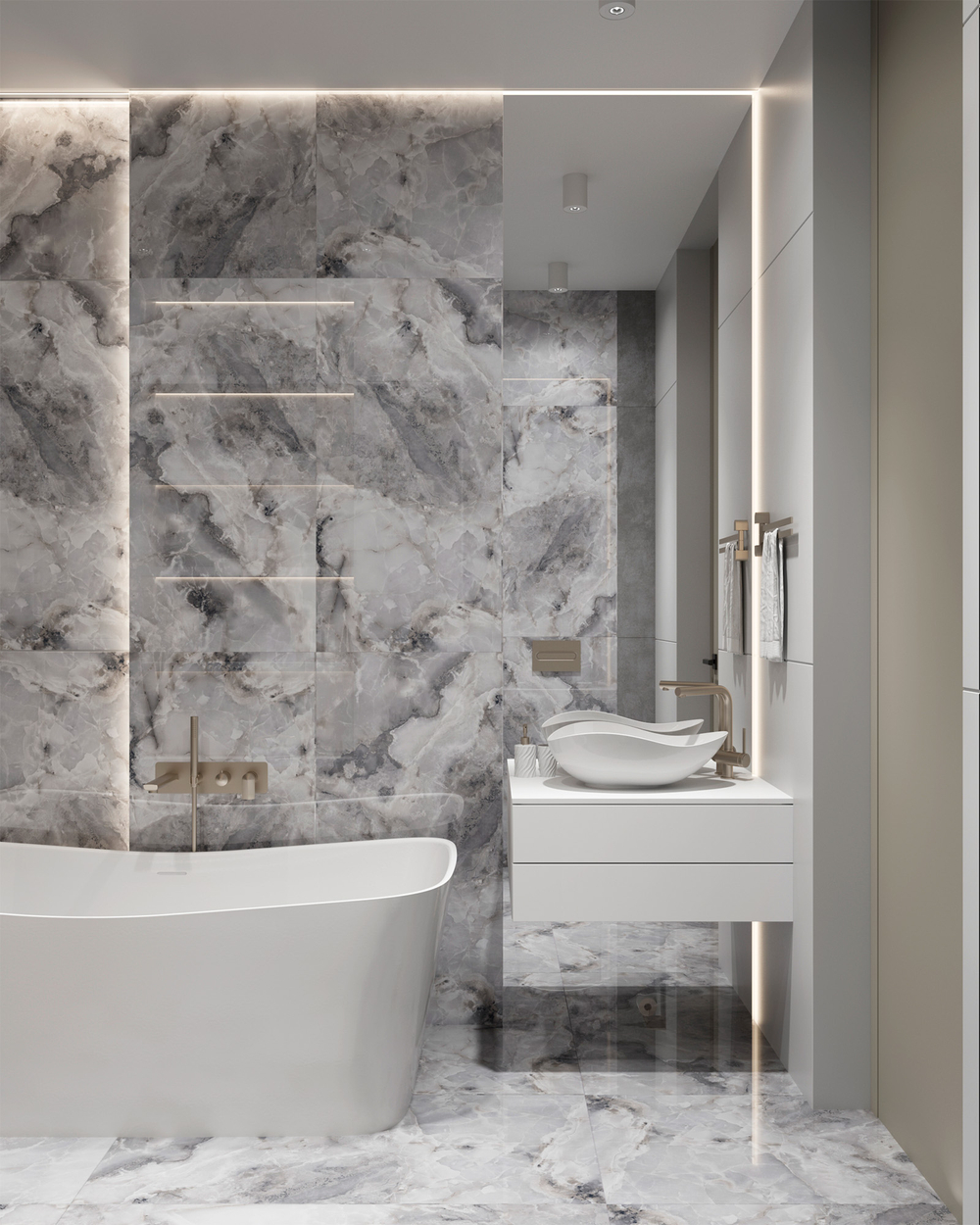 Керамогранит, Arcadia Ceramica, INVISIBLE ONYX GREY, 1200x600 мм, полированная