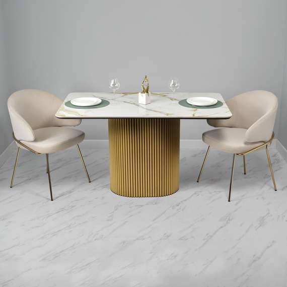 Стул Lime, кремовый микровелюр с золотыми ножками