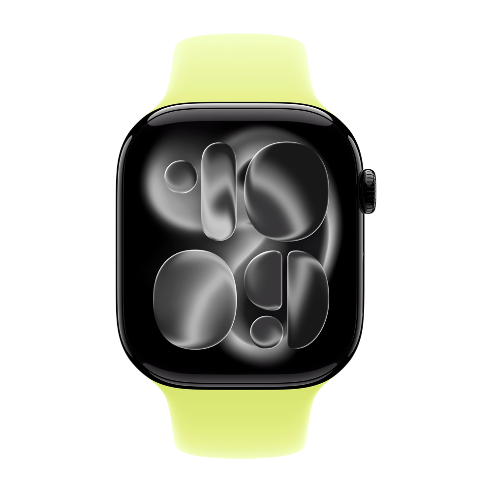 Умные часы Apple Watch Series 11 GPS, 46mm, Jet Black Aluminium Case with Neon Yellow Sport Band, S/M