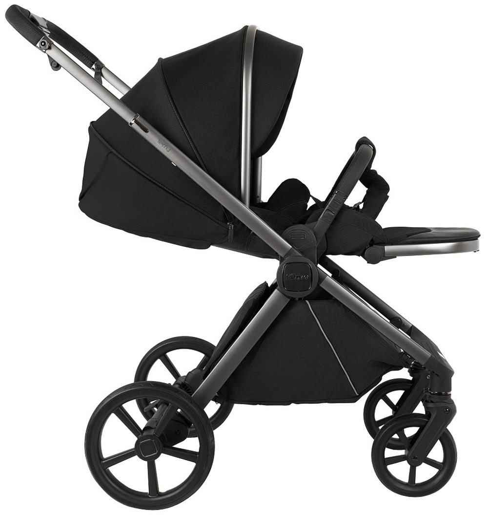 Детская коляска Pituso Teffy 3 в 1 с автокреслом Santiso Pro Black Caviar Black/Graphite