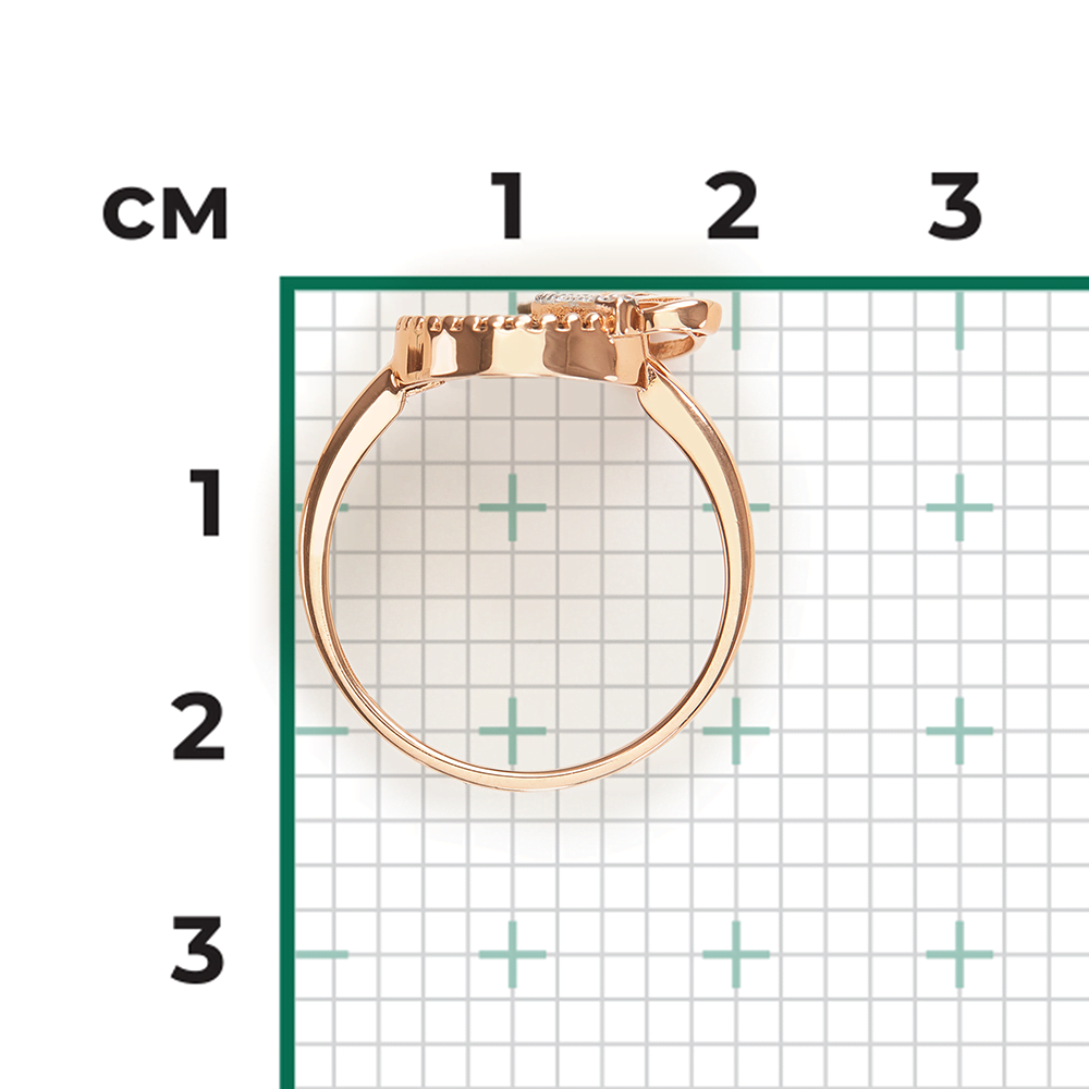 Кольцо «Вечерняя симфония» из красного золота с перламутром и фианитами