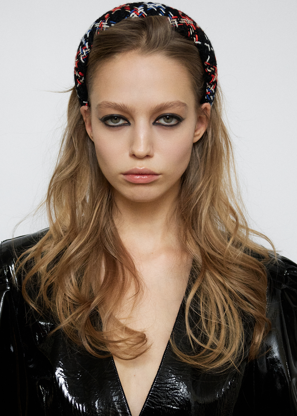 Твидовый ободок черный с цветными нитями