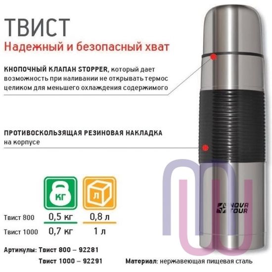Термос из нержавеющей стали NovaTour Твист 1000 (новый)