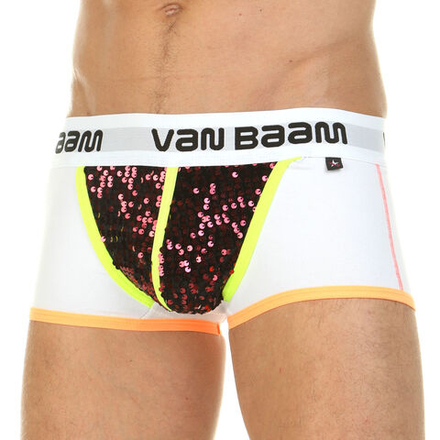 Мужские трусы боксеры белые с красными пайетками Van Baam VB0107