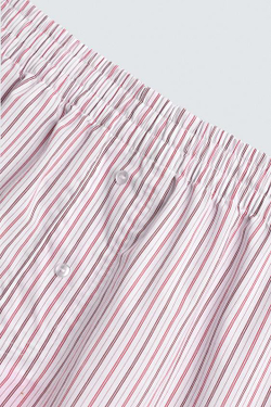 ZARA ТРУСЫ-БОКСЕРЫ ИЗ ПОПЛИНА С ВЫШИВКОЙ, ЭКРЮ/СИНИЙ