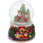 Сувенир Снежный шар «Веселая встреча» 12.5*12.5*15 см (падающий снег, подсветка, музыка), микс