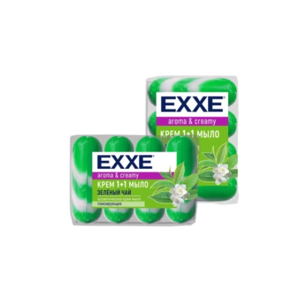 Туалетное крем-мыло "EXXE" 1+1 "Зеленый чай" 4шт*90г (ЗЕЛЕНОЕ)