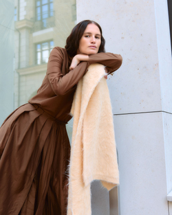 Блуза из хлопка и шелка корица