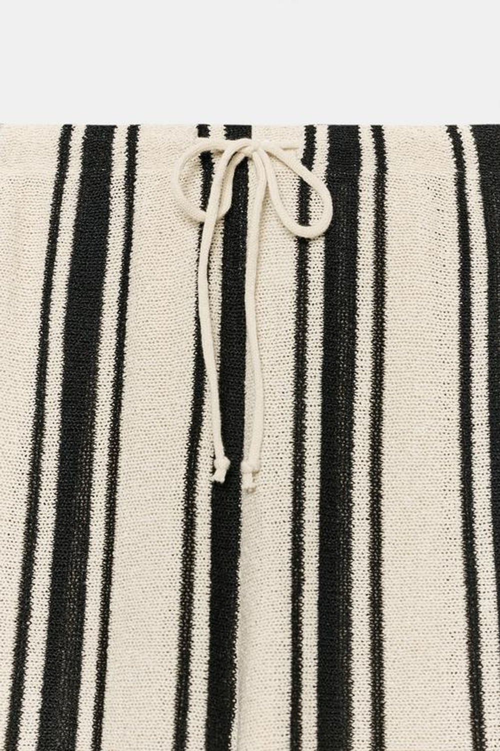 ZARA БРЮКИ WIDE LEG ИЗ ТКАНИ В ДЕРЕВЕНСКОМ СТИЛЕ, ЭКРЮ/ЧЕРНЫЙ