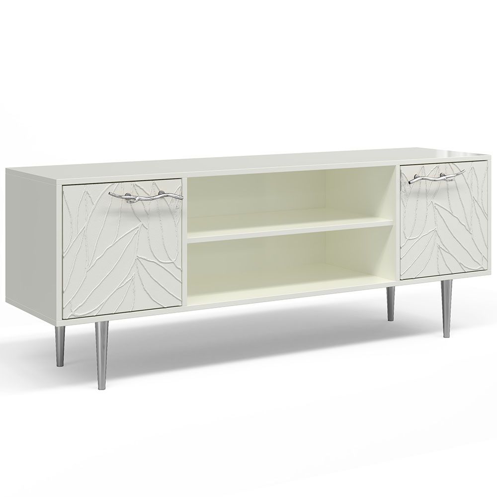 Тумба под ТВ Арт Колор leaves 155см Стайл Сильвер Белый опал