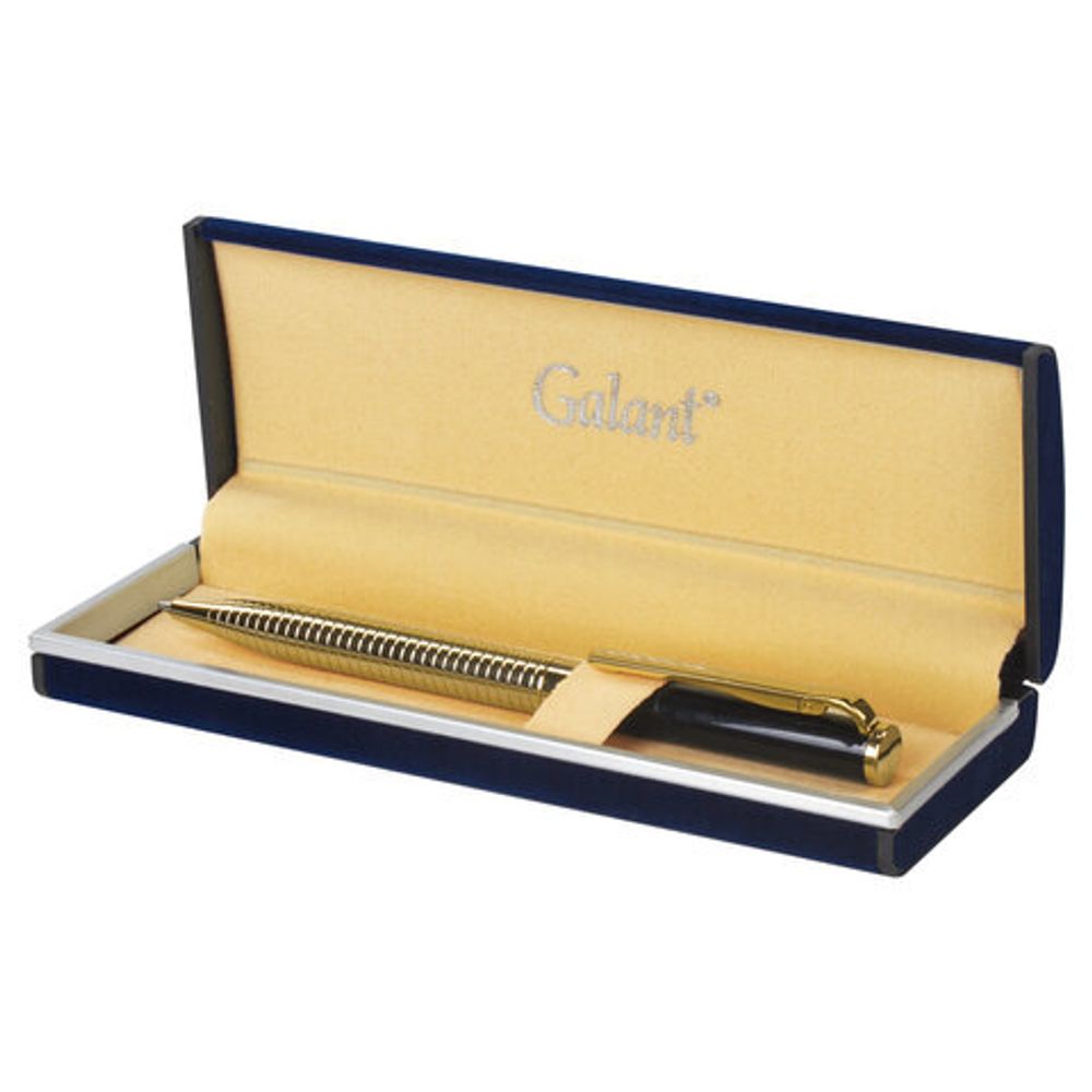 Ручка подарочная шариковая GALANT "Black Melbourne", корпус золотистый с черным, золотистые детали, пишущий узел 0,7 мм, синяя, 141356
