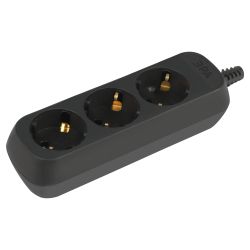 Колодка ЭРА KX-3e-B 3 розетки с зазeмлением черная | Аксессуары для электромонтажа