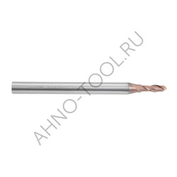 Фреза твердосплавная сферическая  2.5мм (L=50, l=5, хв=4) Z2 35° по стали, нерж., чугуну BRGM-2B-R1.