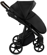 Детская коляска Roan Esso Кожа 3 в 1 с автокреслом Pituso Santiso Pro ESSK/210/1 Black /Black/руч.Тем.коричневый