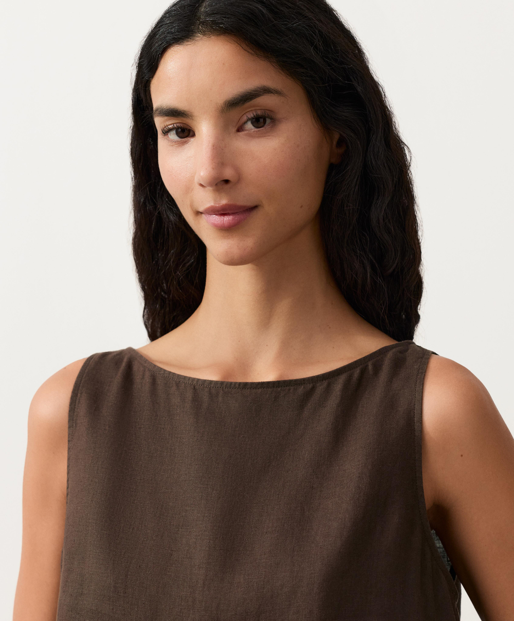 Oysho Топ из 100% льна, темно-коричневый