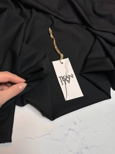 Костюмно-плательная однотонная шерсть с эластаном (L.Piana, 95%шерсть/5%эластан, Черная ночь, 154, 220 гр/м2)