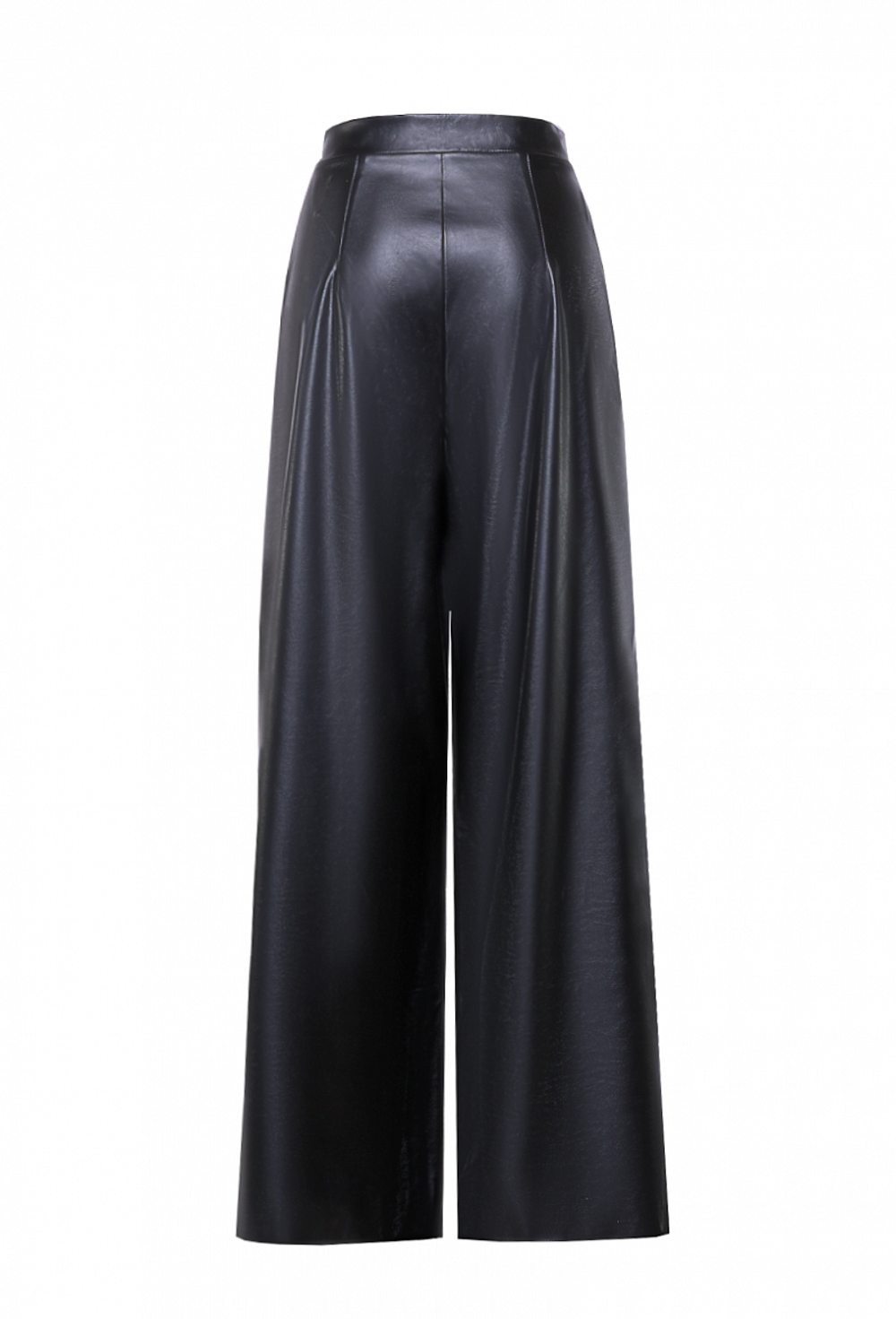 Брюки-палаццо черный из экокожи 03-02-22 SS