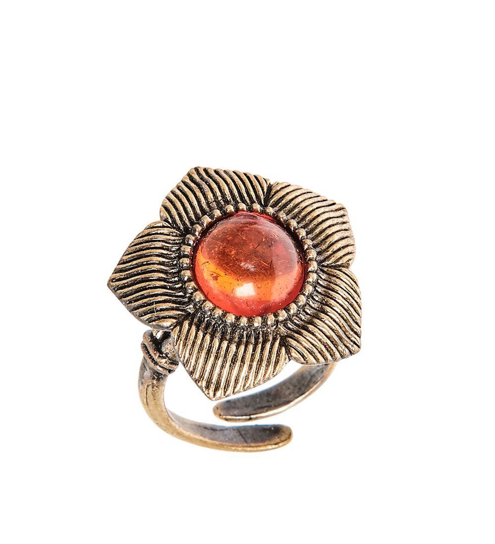 AM-2419 Кольцо «Анютины глазки» (латунь, янтарь)