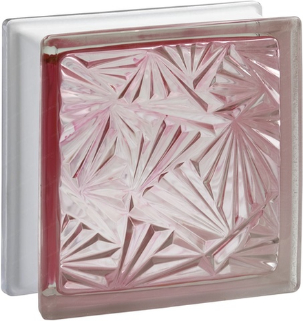 Стеклоблок Vitrablok Мороз Розовый 19x19x8 - окрашенный внутри