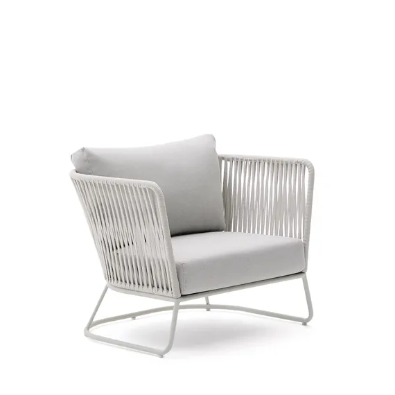Уличное кресло Saconca из веревочного шнура и серой оцинкованной стали