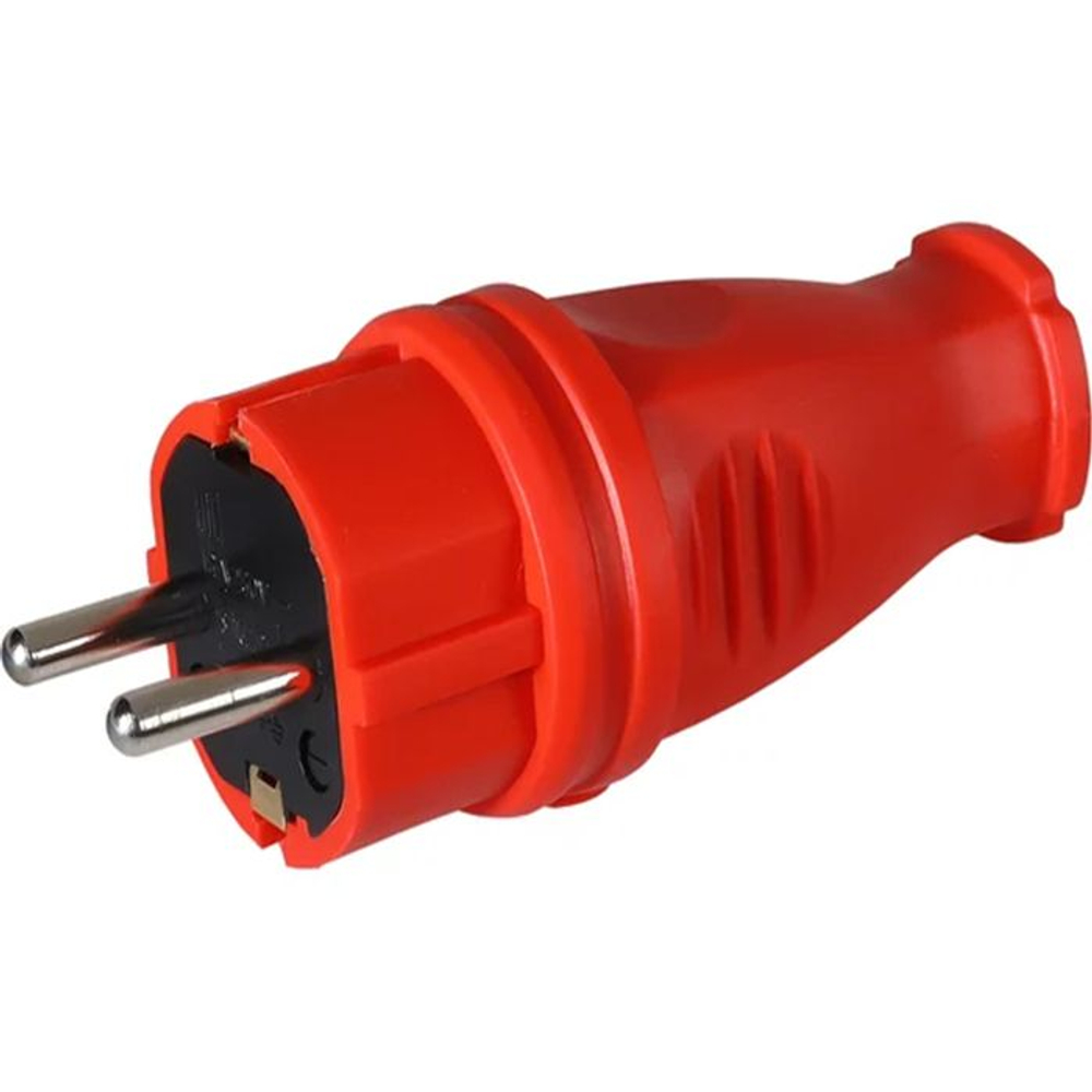 Вилка прямая каучук 2P+PE 1x16А 220-240V IP44, красная SBE-16-P07-Rr SmartBuy