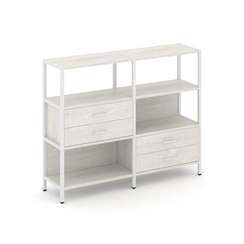 Shelf System Двухсекционный стеллаж трехярусный с ящиками SN.STM-323 Дуб Наварра/Металл Белый 1590*4