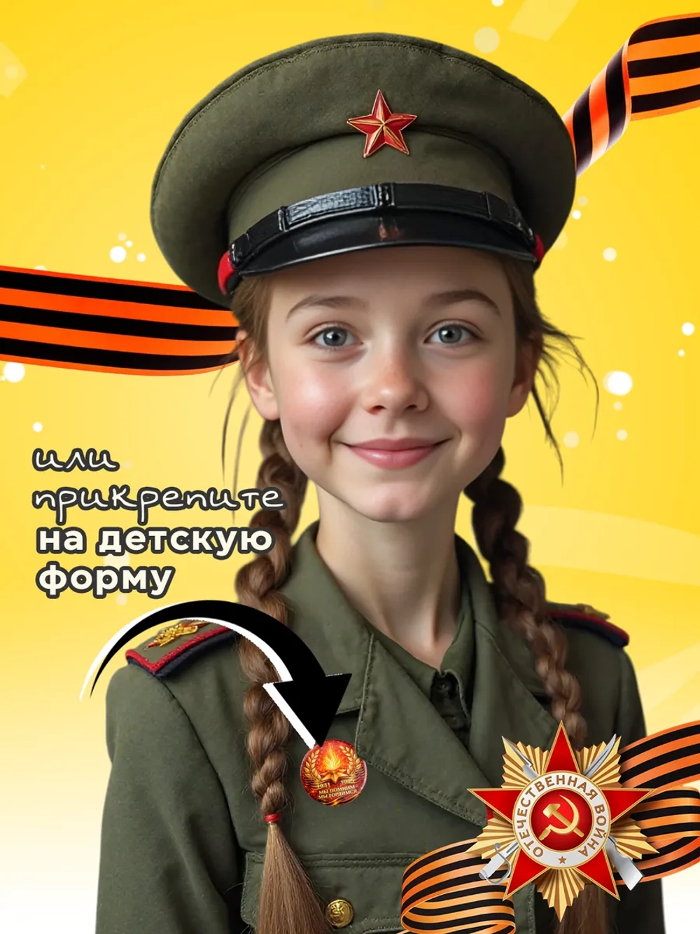 Значок 9 мая 10 шт 37 мм