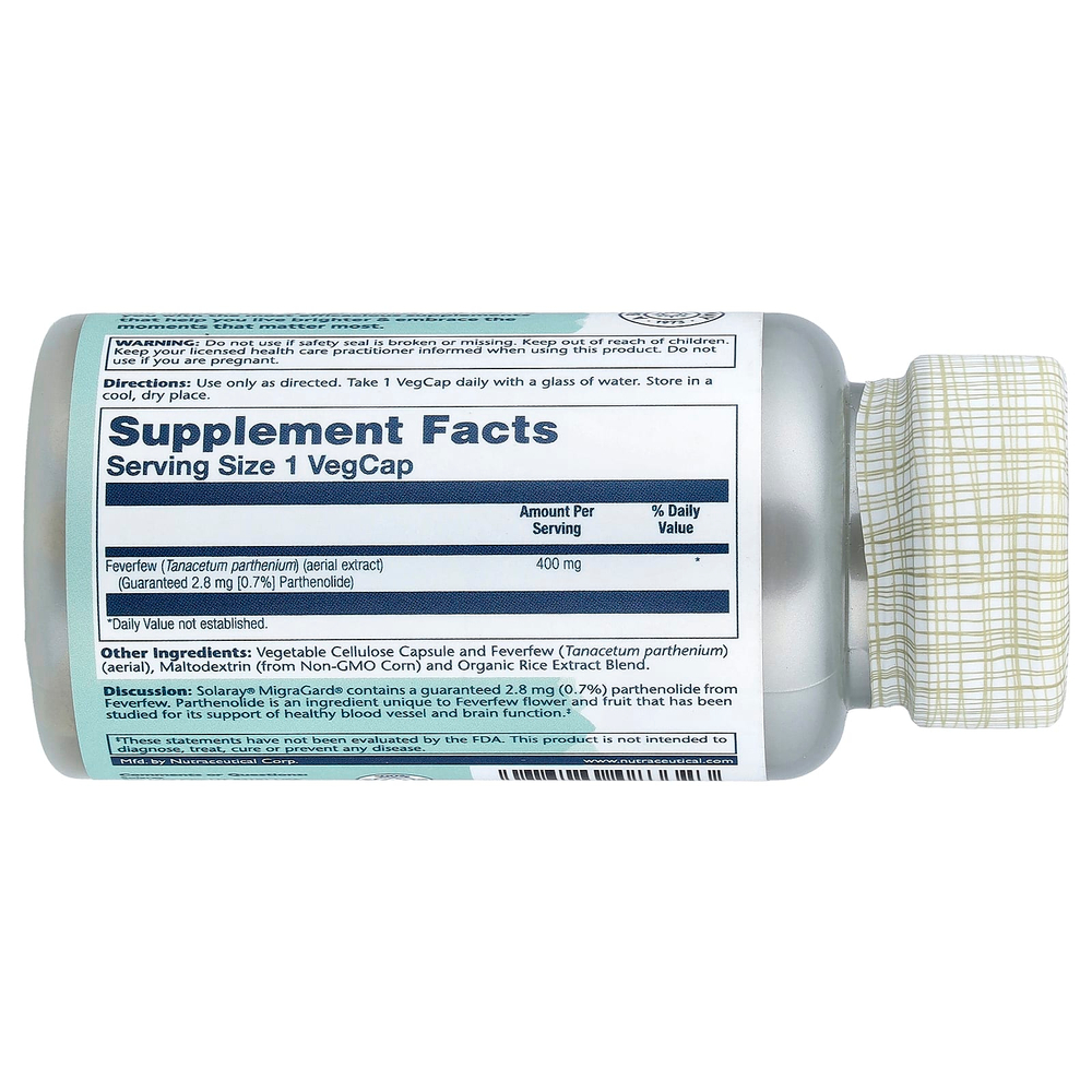 Solaray, MigraGard, 400 мг, 60 растительных капсул
