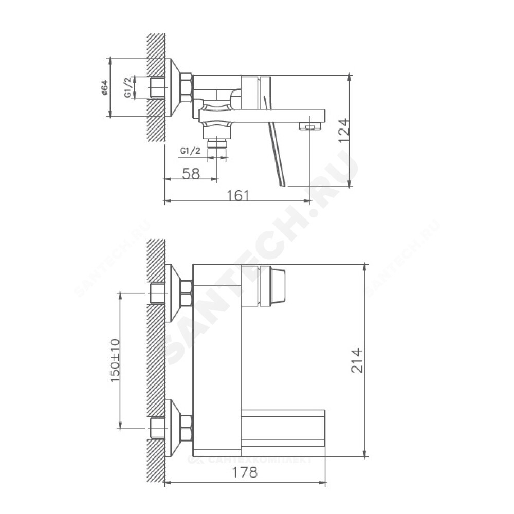 Смеситель для ванны с душем одноручный Haiba HB60572