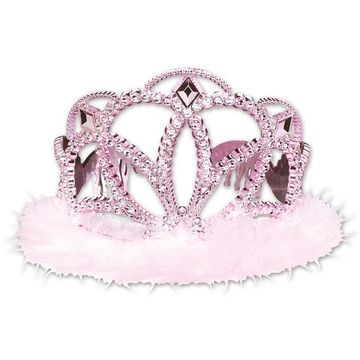 Тиара с перьями, розовая